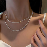 Silver Sparkling Clavicle Necklace